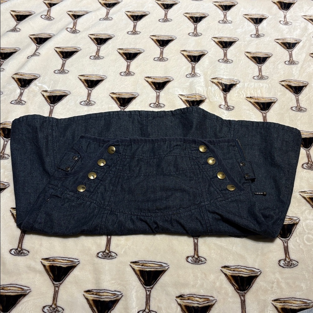 Stylish Denim Midi Skirt with Gold Accents